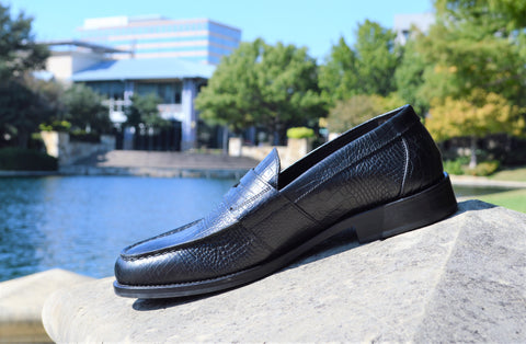 Men shoe dress leather Italian handmade crocco black