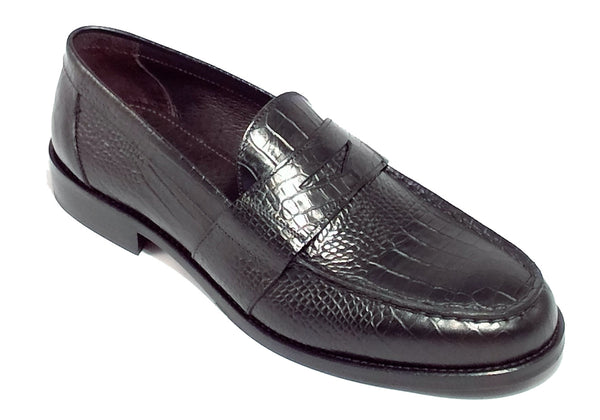 Men shoe dress leather Italian handmade crocco black