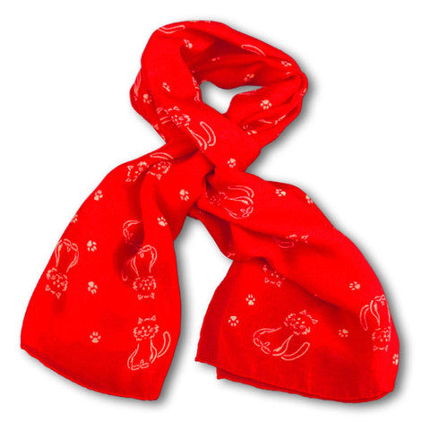 Scarf scarves luxury silk wrap women lady handmade France cat red Texadia Fashion