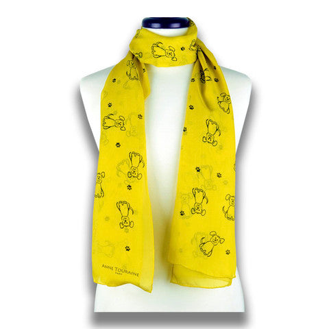 Scarf scarves luxury wrap women lady handmade silk France dog yellow Texadia Fashion