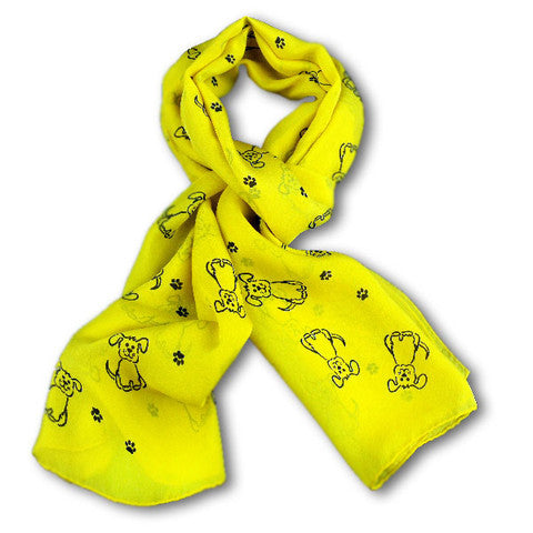 Scarf scarves luxury wrap women lady handmade silk France dog yellow Texadia Fashion