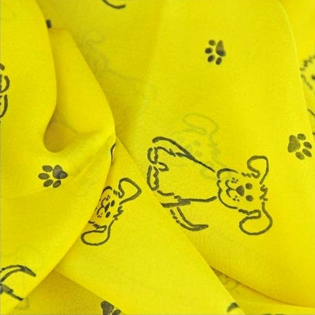 Scarf scarves luxury wrap women lady handmade silk France dog yellow Texadia Fashion