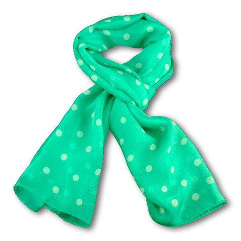 Scarf scarves luxury wrap women lady handmade silk France mint dots Texadia Fashion